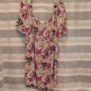 Floral Print Dress with Short Sleeves